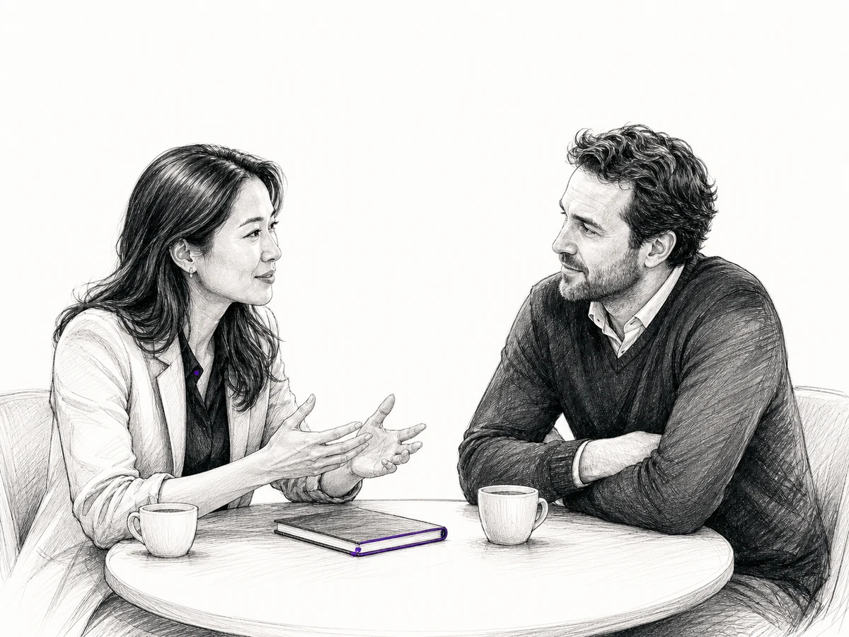 A founder and early-stage investor in a focused conversation