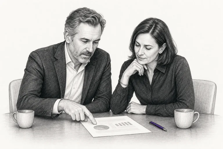 Two early-stage investors reviewing an opportunity together
